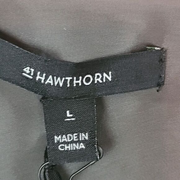 New 41 Hawthorn W's (L) Gray & Black Floral Satin Flutter Sleeve Faux Wrap Dress - Picture 11 of 14